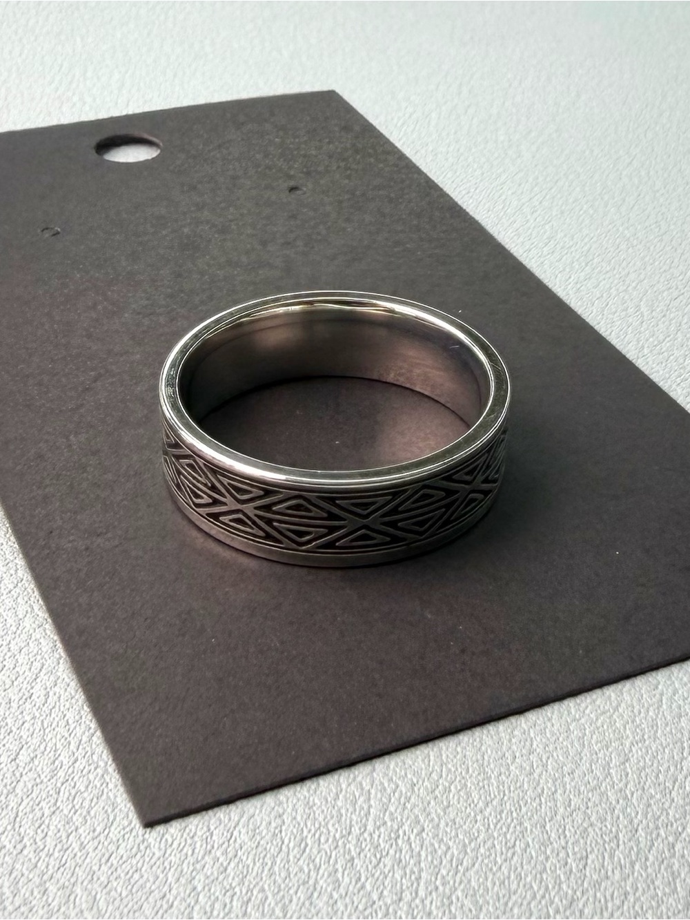 Men's Engraved Celtic-Style Silver Band Ring